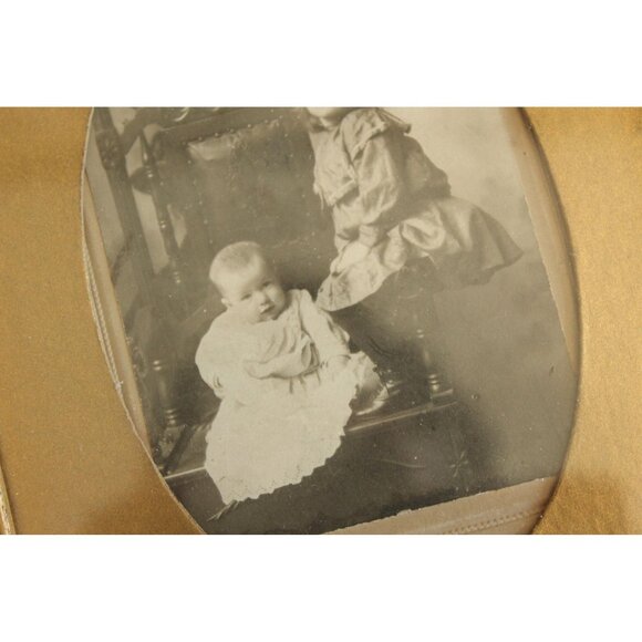 Vintage 1900s Framed Photograph, Victorian Baby Edwardian Black And White Sepia - Picture 3 of 10
